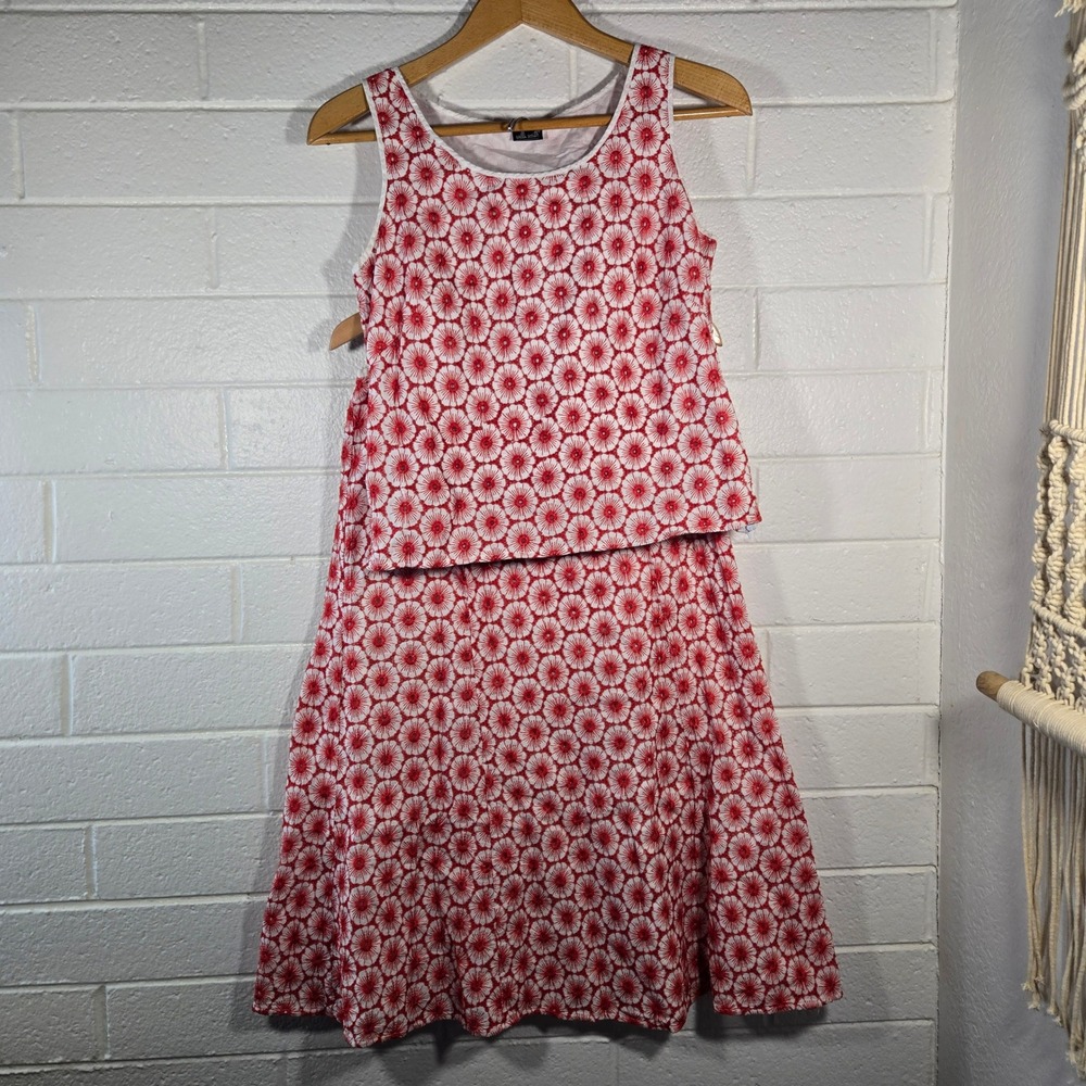 Vtg Willi Smith Skirt Set 8 Red White Eyelet Embroidered Cotton Hippie Garden